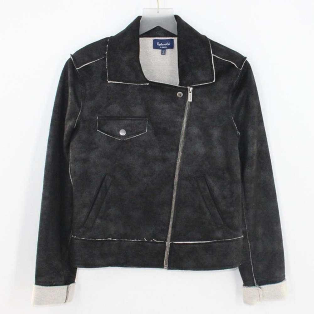 Splendid Moto Jacket Faux Leather Asymmetrical Zip XS Black SO11466